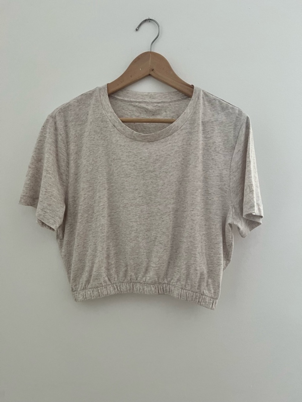 PINK Victoria's Secret Light Heather Cream Crop T-Shirt